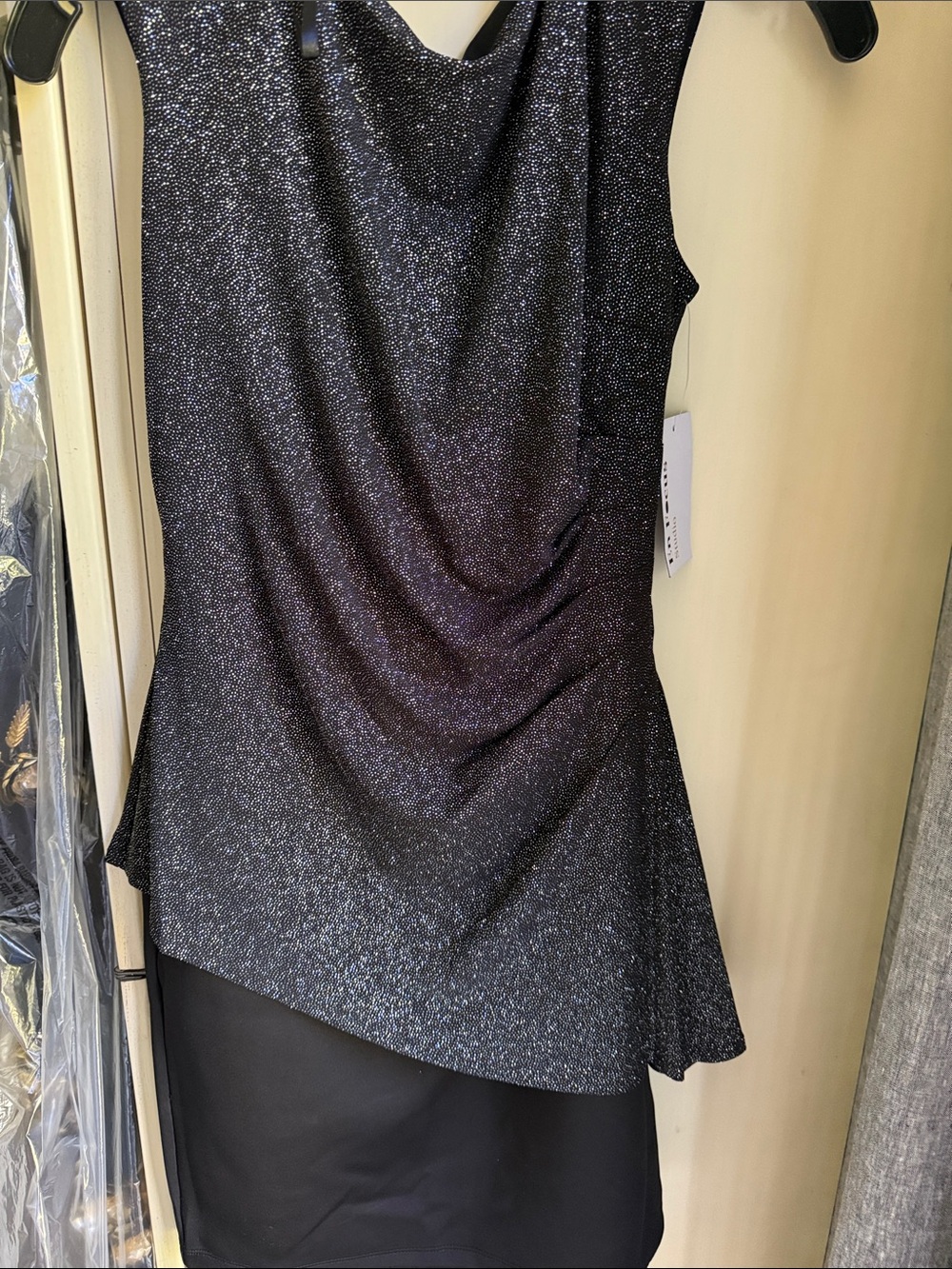 Enfocus Studio Black Glitter Asymmetrical Dress